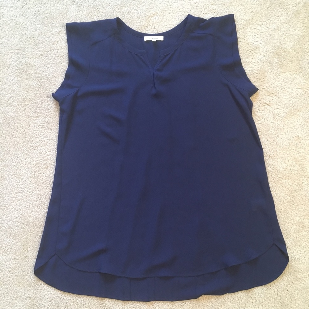 Pleione Cap Sleeve Top | Navy